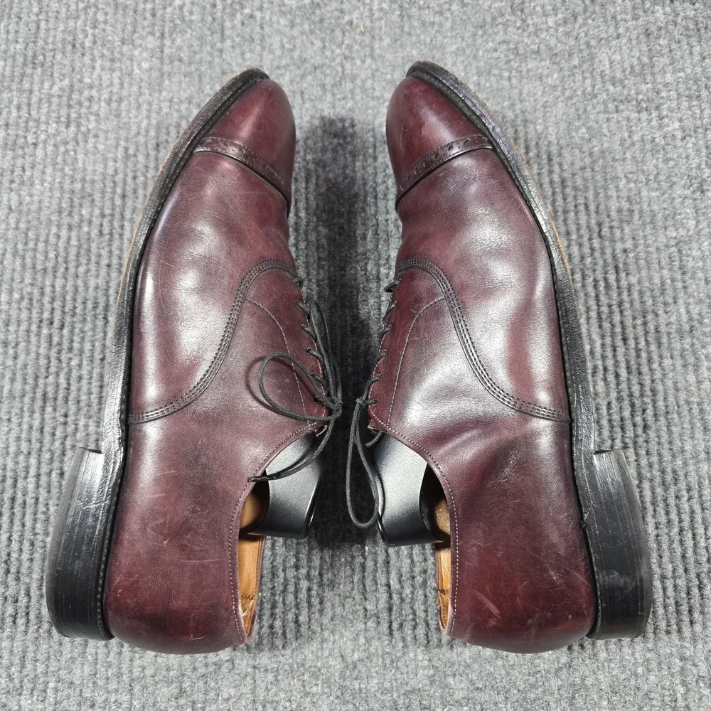 Allen Edmonds Byron Shoes Mens Size 11 D Burgundy‎ Cap Toe Dress Oxford Made USA